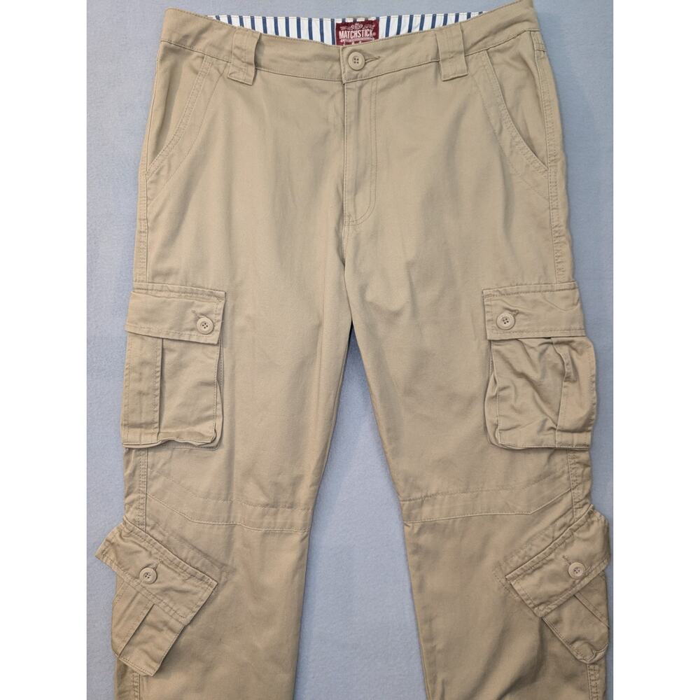 Vintage Matchstick Tactical Cargo Pants 36x32 Tan Cotton Baggy 8 Pockets Y2K